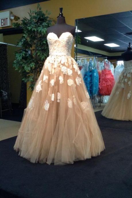 2017 Charming Ball Gown Prom Dress, Prom Dress,long Prom Dresses, Style Champagne Prom Dresses