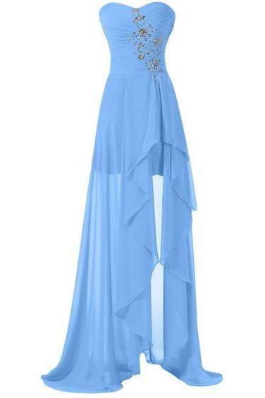 Prom Dress,sexy Blue Prom Dresses,charming Evening Dress,prom Gowns,blue Prom Dresses, Prom Gowns,high Low Evening Gown,party Dresses, Formal