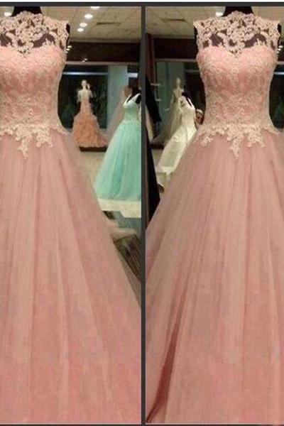 Pink Formal Dress, Long Prom Dresses,sleeveless Formal Dresses,prom Dress With Lace,custom Prom Dresses,pretty Prom Dresses,discount Prom