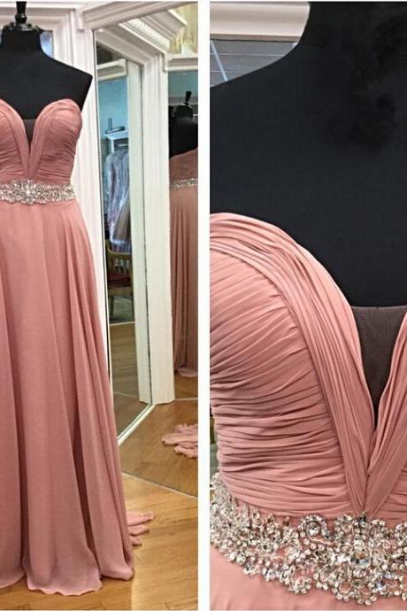 Prom Dress, Prom Dresses,modest Prom Dress,sweetheart Blush Pink Beading Prom Dress Simple Evening Dresses Long Formal Dress