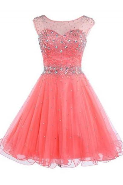 Pink Homecoming Dresses,homecoming Dress, Cute Homecoming Dresses,tulle Homecoming Gowns,short Prom Gown,wedding Guest Prom Gowns, Formal