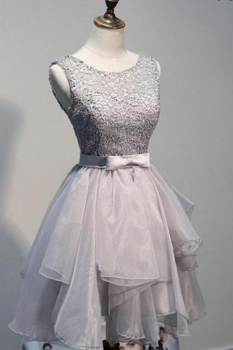Short Homecoming Dress, Silver Grey Prom Dress, Prom Dress, Party Dress, Junior Homecoming Dress, Graduation Dress, Lace Up Prom Dress, Occasion