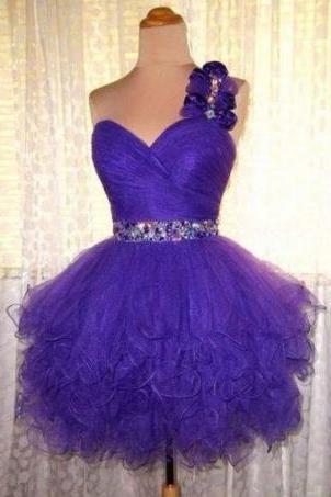 Homecoming Dress, One Shoulder Homecoming Dress, Purple Prom Dress, Junior Prom Dress, Party Dress
