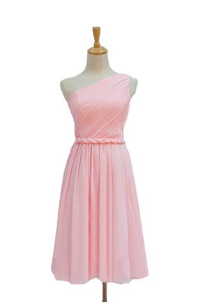 Short Bridesmaid Dress, Pink Bridesmaid Dress, One Shoulder Bridesmaid Dress, Bridesmaid Dress, Simple Bridesmaid Dress