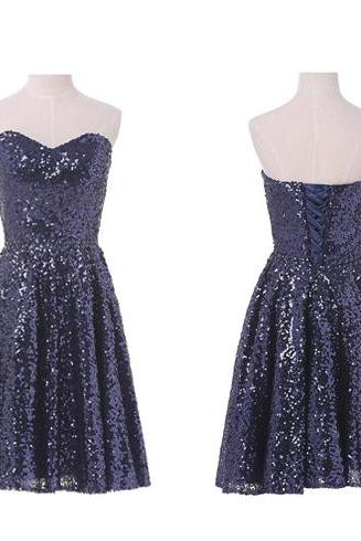 Strapless Sweetheart Sequined A-line Short Homecoming Dress, Party Dress, Prom Dress