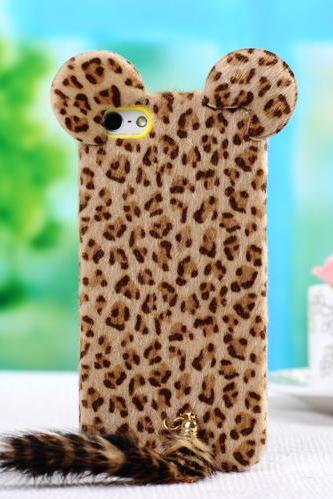 Funny Leopard Print iPhone 5 /5s 4/4sCases with Panther Tail