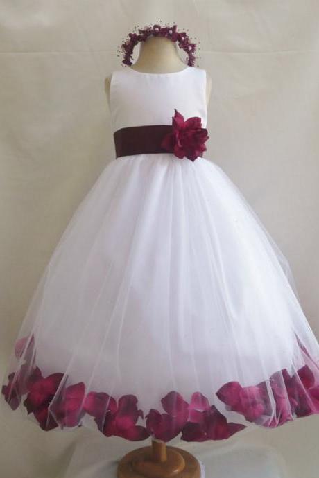 2017 Flower Girl Dresses With Purple Rose Petal Dress Wedding Easter Bridesmaid For Baby Children Toddler Teen Girls