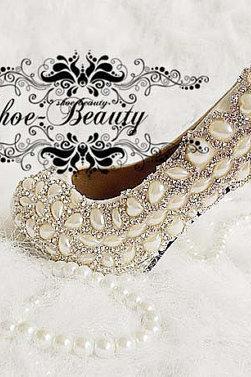 Pearl Wedding Shoes, Bridal Shoes, Bridal, Women Peep Toe Shoes Lady Evening Party Club High Heel Dress Shoes,unique Ivory Pearl Rhinestone