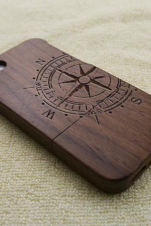 Wood iPhone 5 case, iPhone 5S case, wooden iPhone 5 case, Compass iPhone 5S case, wooden iPhone case