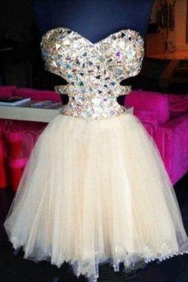Prom Gown,ivory Homecoming Dress,short Homecoming Dresses,tulle Homecoming Gown,simple Party Dress,sparkle Prom Gown,cocktail Dress,sweet 16