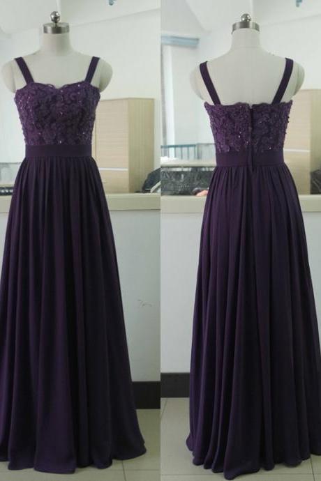 Spaghetti Strap Woman Wedding Party Gown Purple Mother Of The Bridal Gowns Chiffon Woman Evening Gowns Beading Sequins Gowns