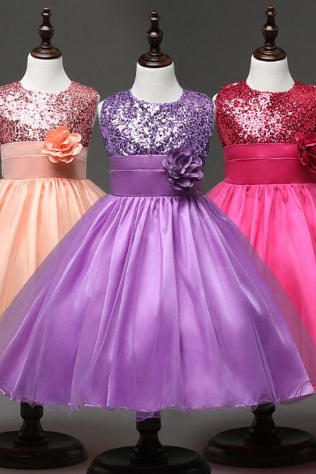 2017 Flower Girl Dresses Flower Children's Clothes,children's Clothes, Girls Princess Dress, Sequined Flower Flower