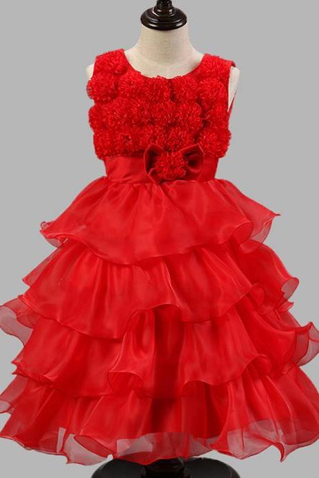 2017 Flower Girl Dresses Flower Children&amp;#039;s Clothes,2017 Children&amp;#039;s Clothes, Girls Princess Dress, Flower Bow Flower
