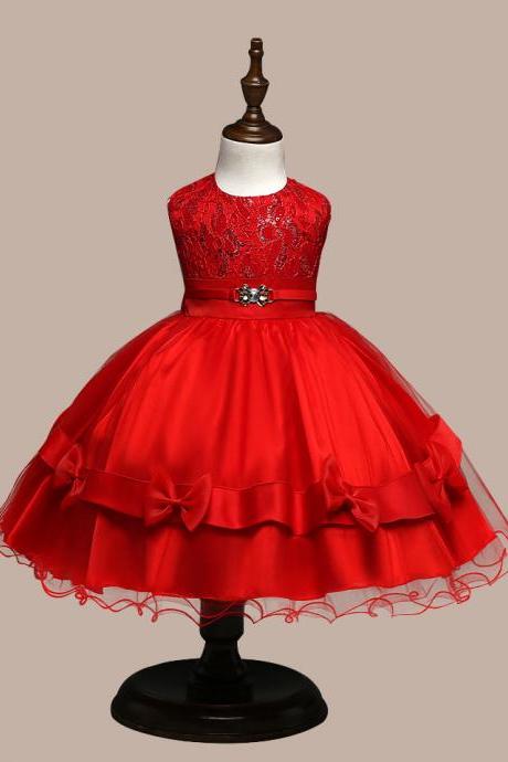2017 Flower Girl Dresses Flower children's clothes,Children's clothes, bitter fleabane bitter fleabane skirt, Europe and the United States princess dress, girls bow bright trailers child dress, children dress , wedding flower children's clothes, bowknot flower children's clothes, beads girl's skirt