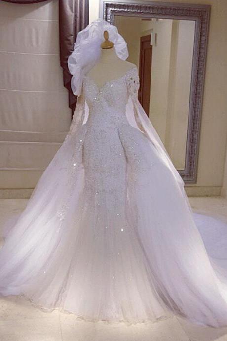 Wedding Dresses,lace Wedding Gowns,bridal Dress,wedding Dress,brides Dress,wedding Dresses, Wedding Gown,long Sleeves Lace Mermaid Wedding