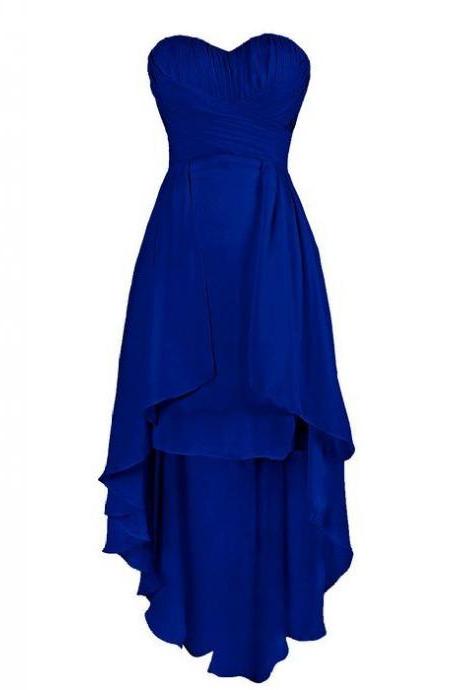 Charming Prom Dress,royal Blue Sweetheart Prom Dress, Chiffon Prom Gown Long Party Dress,prom Dresses,high Low Prom Dress,formal Gown,royal Blue