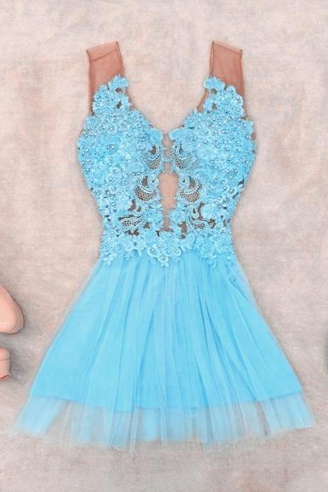 Homecoming Dress,turquoise Party Dresses,lace Beaded Homecoming Dresses,short Sweetheart Prom Dress,elegant Prom Gowns 2017,women's