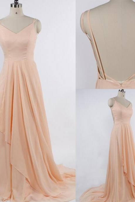 Charming Prom Dress,chiffon Prom Dress,spaghetti Straps Prom Dress,v-neck Evening Dress, Formal Occasion Dresses,formal Dress