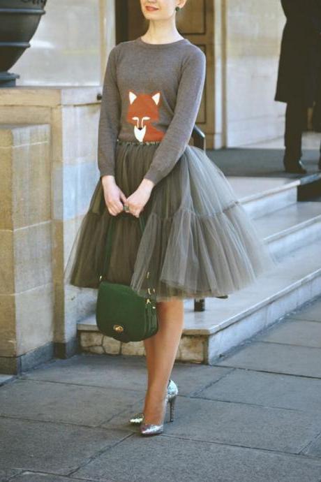 High Quality Skirt, Fashion Street Style Skirt,Tulle Skirt,Charming Women Skirt,spring Autumn Skirt ,A-Line Skirt