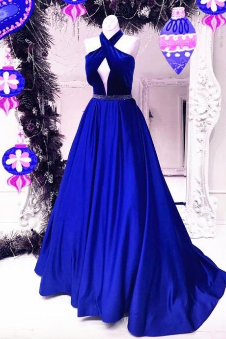 Unique Royal Blue Prom Dress, Charming Prom Dress, Sexy Back Prom Dress, Formal Dresses