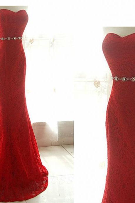 Red Evening Dress Mermaid Evening Dress Elegant Women Evening Dress Lace Evening Dress Handmade Evening Dress Long Evening Dress