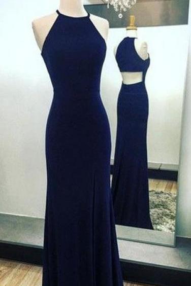 Halter Prom Dress,blue Prom Dress, Maxi Dress,floor Length Prom Dress, Prom Dress, Prom Dresses 2017,fashion Party Dress
