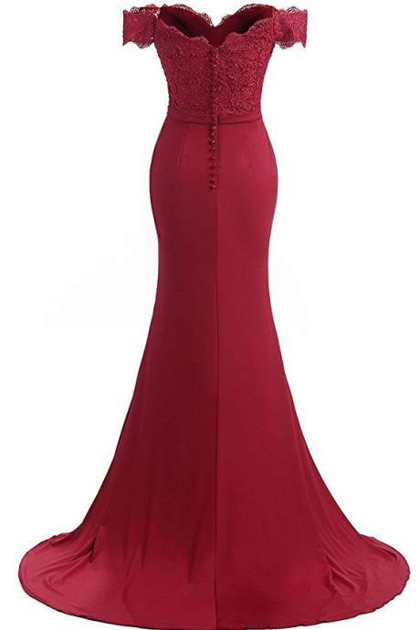 Women's V-Neck Mermaid Evening Party Gowns Appliques Formal Prom Dresses Long lace prom dress ,