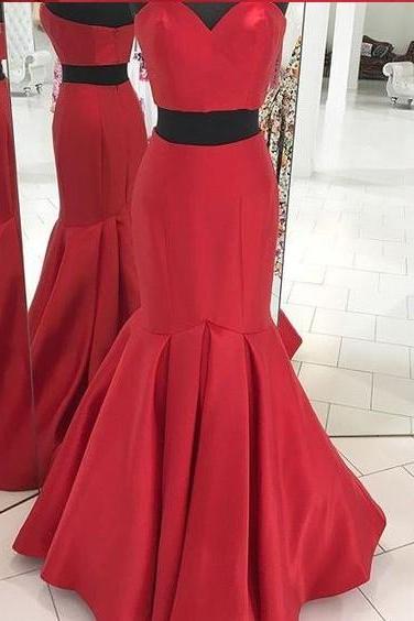 Senior Prom Dress, Prom Gown 2017, Two Pieces Prom Dress, Red Prom Dress, Long Prom Dress, Wedding Reception Dress,formal Evening Dress,