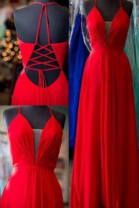 Sexy Open Back Prom Dress,fashion Slit Red Prom Dress 2017,red Sexy Evening Dress