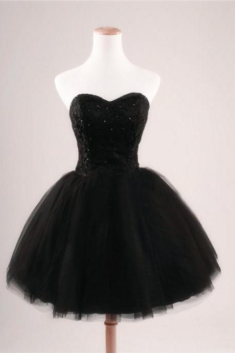 Black Prom Dress Strapless Ball Gown Tulle Party Dress Short Celebrity Dresses Evening Dresses Homecoming Dresses Sexy Cocktail Dresses