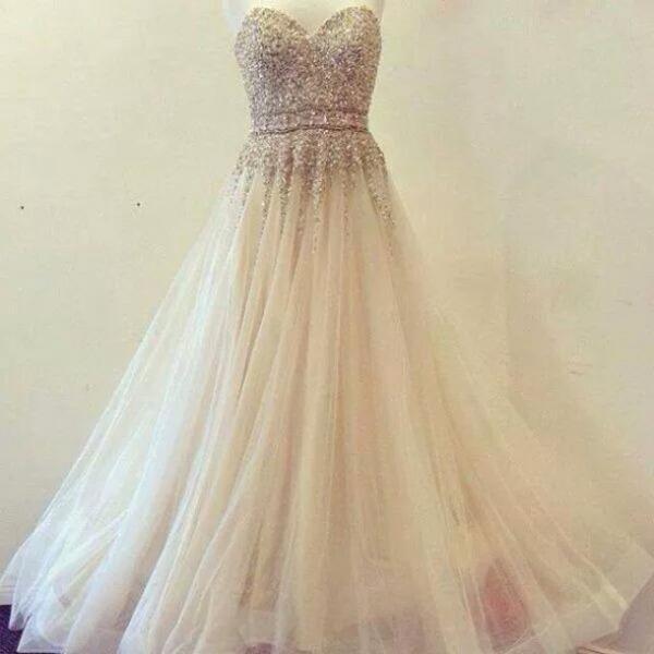 Charming Prom Dress,Sweetheart Prom Dress,Tulle Prom Dress,Beading Dress,A-Line Evening Dress