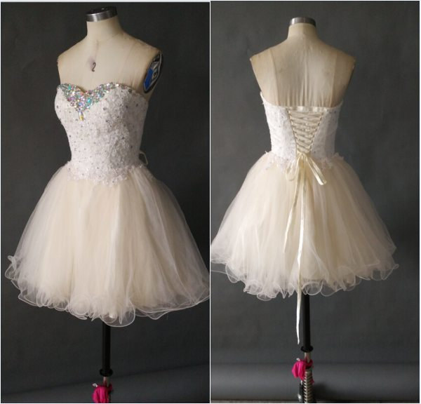 Sweetheart Party Dresses Short Mini Graduation Dresses Tulle And