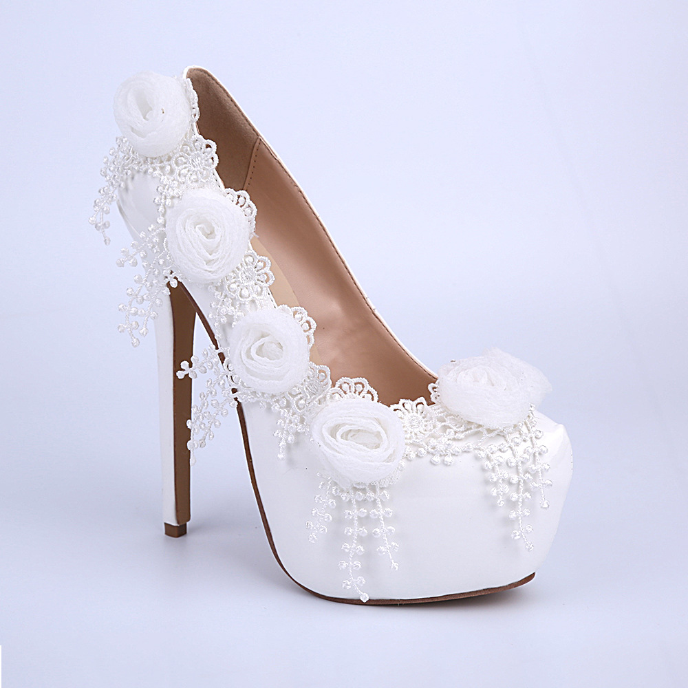 White Pearl Wedding Shoes, Bridal Shoes, Bridal, Women Peep Toe Shoes ...