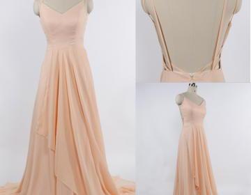 Charming Prom Dress,Chiffon Prom Dress,Spaghetti Straps Prom Dress,V-Neck Evening Dress, Formal Occasion Dresses,Formal Dress